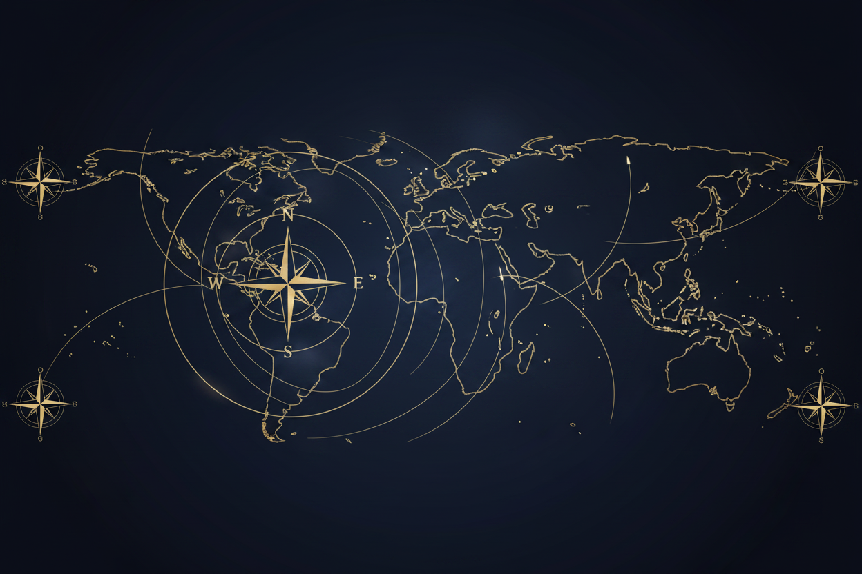 Navy World Map Banner